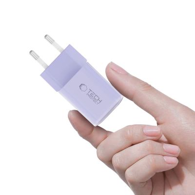5. Ładowarka sieciowa Tech-Protect NCM33 PD 33W QC3.0 USB-C / USB-C - fioletowa