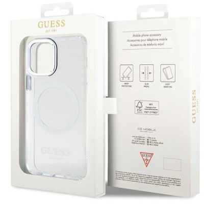 8. Etui Guess Metal Outline Magsafe na iPhone 12 / iPhone 12 Pro - srebrne