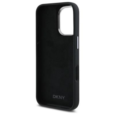 5. Etui DKNY Liquid Silicone Metal Logo na iPhone 16 - czarne