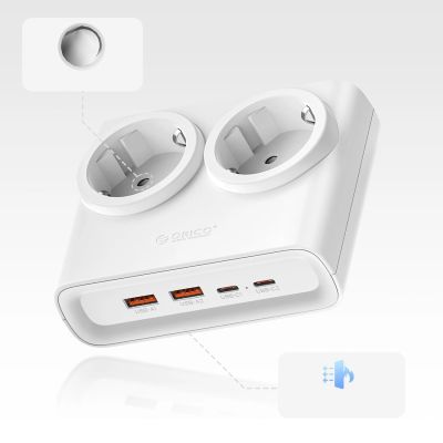2. Listwa zasilająca Orico PDC25 25W 6w1 2x AC + 2x USB-A + 2x USB-C - biała