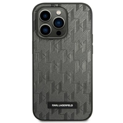 3. Etui Karl Lagerfeld Saffiano Mono Metal Logo na iPhone 14 Pro Max 6,7" - szare