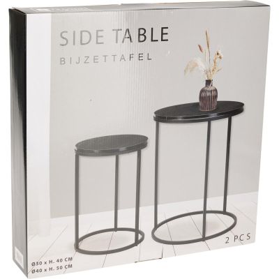 4. ZESTAW STOLIKÓW KAWOWYCH 2W1 BLAT DREWNIANY 30/40CM