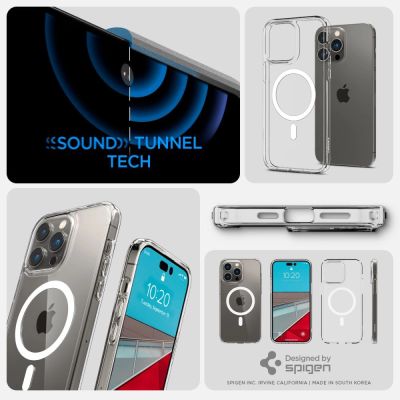 13. Etui Spigen Ultra Hybrid Mag z MagSafe na iPhone 14 Pro - przezroczysto-białe