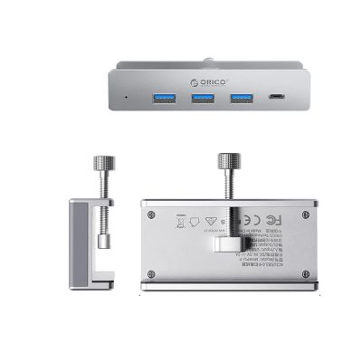 2. Hub Orico MH4PC montowany na zacisk USB-C / 3x USB-A 3.0 + 1x USB-C 3.0 - srebrny
