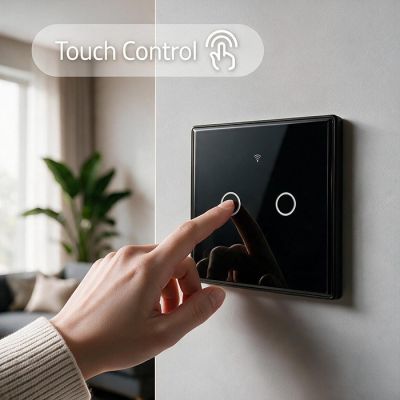 3. QOLTEC WŁĄCZNIK/WYŁĄCZNIK ŚWIATŁA | DOTYKOWY 2-KANAŁOWY | WI-FI | TIMER | TUYA | CZARNY
