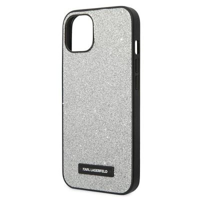 6. Etui Karl Lagerfeld Glitter Plaque Logo na iPhone 14 Plus - srebrne