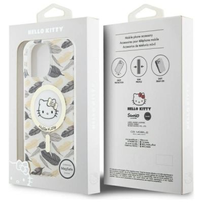 8. Etui Hello Kitty IML Golden Leaves MagSafe na iPhone 16 Pro Max - białe