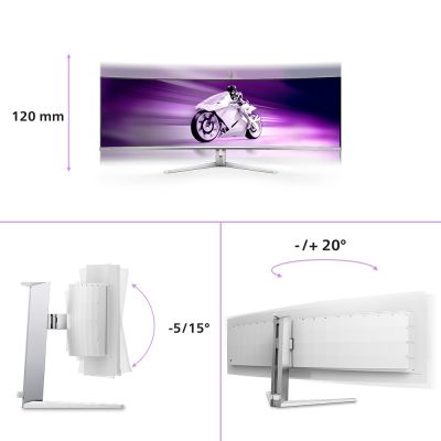 21. Philips Evnia 8000 49M2C8900L/00 monitor komputerowy 124,2 cm (48.9") 5120 x 1440 px Dual QHD QD-OLED Biały