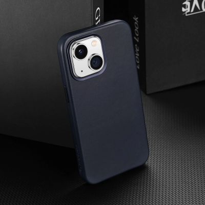 11. Dux Ducis Naples etui iPhone 14 Plus magnetyczny skórzany pokrowiec MagSafe niebieskie
