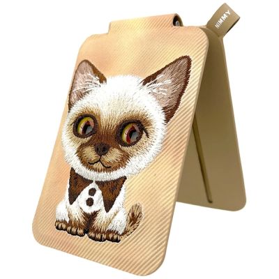 3. Portfel Magnetyczny Nimmy New Big-Eye Cute Pets 2.0 Cat ze stojakiem na telefon - brązowe