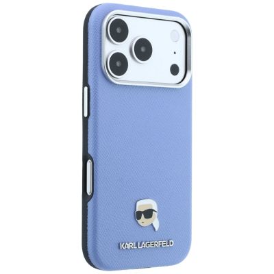 4. Etui Karl Lagerfeld Grained Karl Head Metal MagSafe na iPhone 18 Pro / 17 Pro - jasnoniebieskie