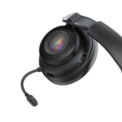 4. Słuchawki gamingowe Acefast H15 bezprzewodowe Bluetooth / 2.4 GHz / AUX z mikrofonem i podświetleniem RGB - czarne