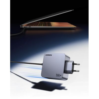 6. Ugreen Nexode Pro 160W GaN Charger with USB-C Cable Uniwersalne Czarny, Szary Prąd przemienny Szybkie ładowanie Wewnętrzna