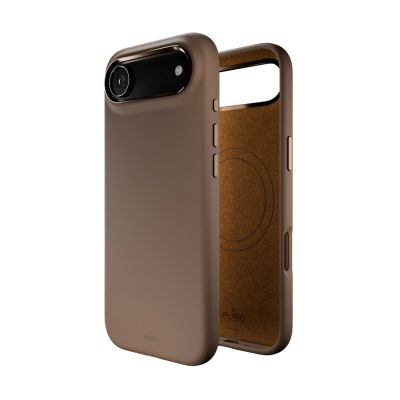 4. Etui silikonowe Puro Icon Mag Pro Liquid Silicone na iPhone 17 Air kompatybilne z MagSafe, z ochroną aparatu i aluminiowymi przyciskami - brązowe