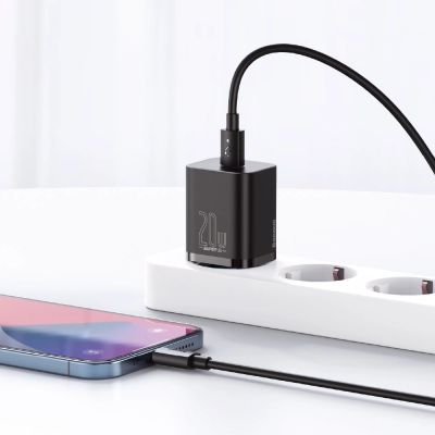 12. Baseus Super Si 1C szybka ładowarka USB Typ C 20W Power Delivery + kabel USB Typ C - Lightning 1m czarny (TZCCSUP-B01)
