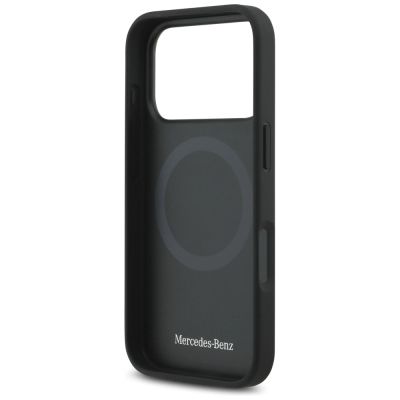 7. Etui Mercedes Plain Smooth Leather MagSafe do iPhone 17 Pro - czarne