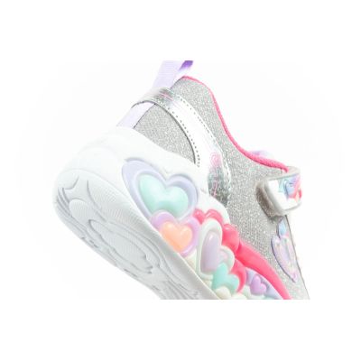 7. Skechers S Lights LED buty sportowe dziecięce dla dziewczynki na rzep szare