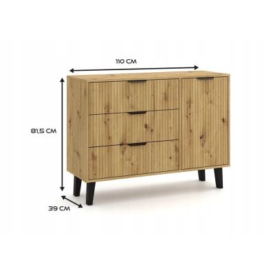 3. KOMODA SCANDI 1D3S SLIM DĄB ARTISAN