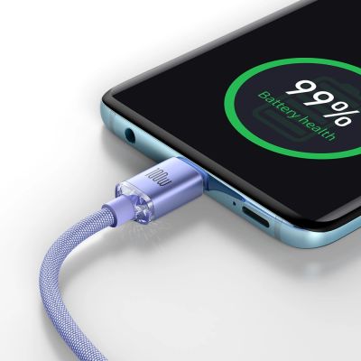 11. Kabel Baseus CAJY000705 USB-C - USB-C PD QC 100W 5A 480Mb/s 2m - fioletowy