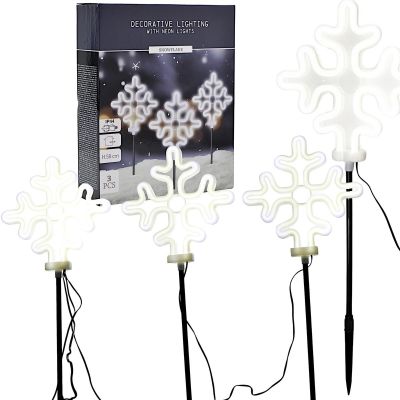 LAMPKI DEKORACYJNE ZEW ŚCIEŻKA STICK 3SZT PŁATEK ŚNIEGU NEON