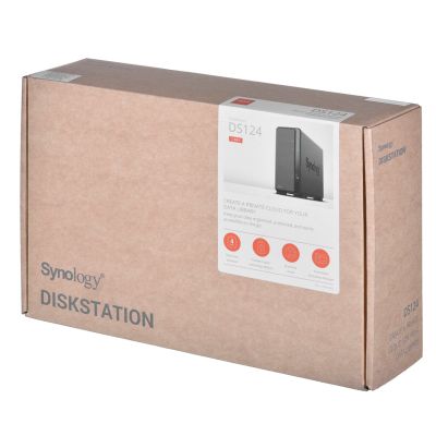 7. NAS Synology DS124; Tower; 1x (3.5" SATA HDD); Realtek RTD1619B; ,1GB DDR4, 1x 1GbE RJ-45