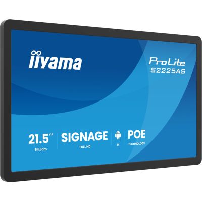 iiyama ProLite S2225AS-B1P Płaski panel Digital Signage 54,6 cm (21.5") LCD Wi-Fi 500 cd/m2 Full HD Czarny Procesor wbudowany Android 24/7