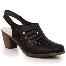 Skórzane komfortowe sandały damskie na obcasie Rieker 40959-00