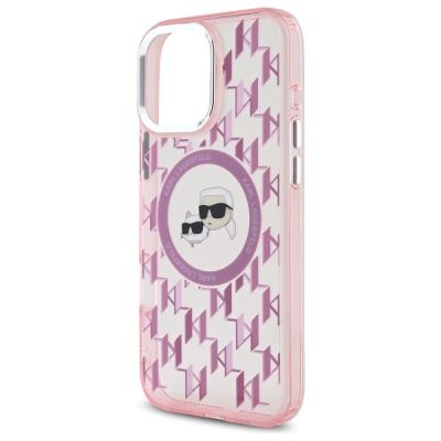 6. Etui Karl Lagerfeld IML Monogram Karl & Choupette Head MagSafe na iPhone 16 Pro - różowe