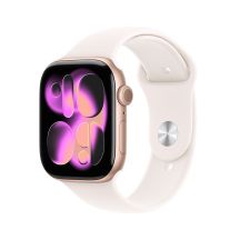 Zegarek Apple Watch Series 11 GPS 46mm aluminiowa koperta w kolorze różowego złota z paskiem sportowym w kolorze jasnego rumieńca - M/L