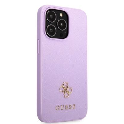 4. Etui Guess Saffiano 4G Small Metal Logo na iPhone 13 Pro / iPhone 13 - purpurowe