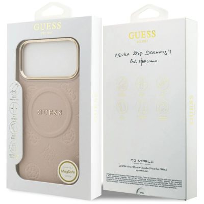 8. Etui Guess Peony Hot Stamp MagSafe na iPhone 17 Pro Max - różowe