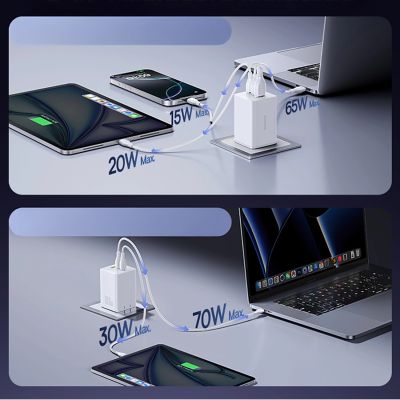5. Ładowarka sieciowa Baseus EnerFill FE11 2 x USB-C / USB-A 100W - biała