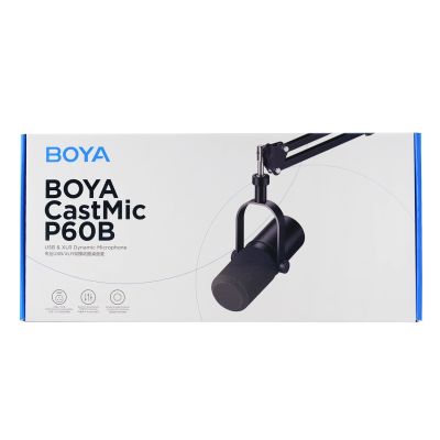 15. Mikrofon studyjny BOYA CastMic P60B z ramieniem przewodowy USB XLR - czarny