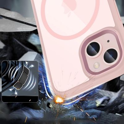 5. Etui Tech-Protect MagMat MagSafe na iPhone 15 - przezroczysto-różowy