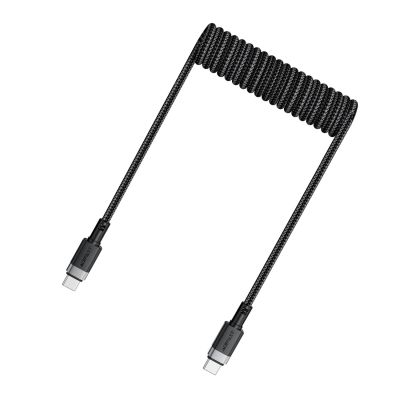 2. Kabel Acefast C14-03 USB-C - USB-C sprężynowy 480Mb/s 3A 1.2m - czarny
