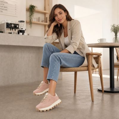 10. Skórzane półbuty sneakersy na platformie różowe Filippo DP7498