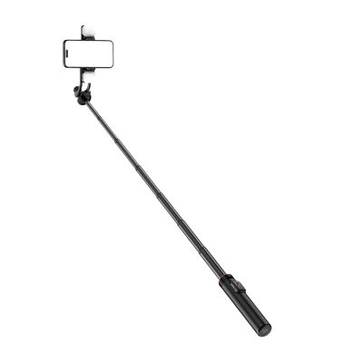3. Selfie stick WC12YDS teleskopowy tripod 1.3m ze stopu aluminium z podwójną lampą i uchwytem na telefon - czarny