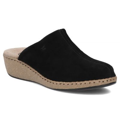 2. Skórzane klapki na koturnie czarne Filippo DK7567