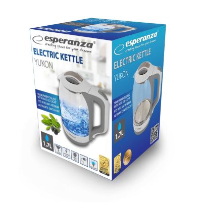 9. Czajnik elektryczny Esperanza YUKON EKK025W (1500W 1.7l; kolor biały)