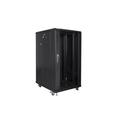 8. Szafa rack Lanberg FF01-6822-12B (22U; 19''; 1160 mm / 600mm / 800 mm; stojąca; Szklane; 800 kg; kolor czarny)