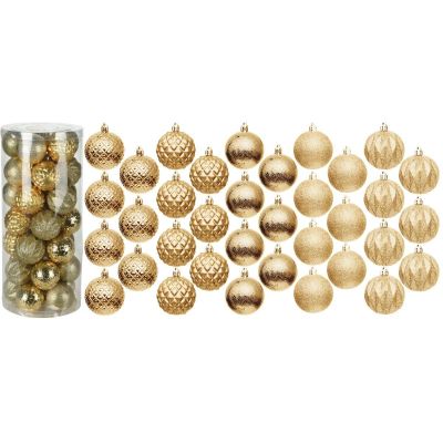 39. BOMBKA DEKORACYJNA PLASTIKOWA 6CM SET 35 SZT ZŁOTA