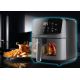 8. ELDOM FRYTKOWNIC BEZTŁUSZCZOWA FR45 FRITELO 1500W REGULACJA TEMP 80-200°C SZKLANE OKNO W POJEMNIKU DOTYKOWY PANEL STERUJĄCY