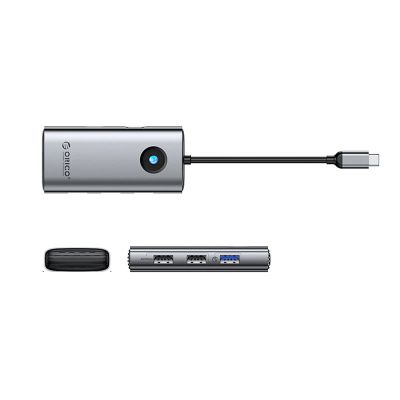 2. Hub USB-C Orico PW11-5P stacja dokująca 1x USB-A 3.0 + 2x USB-A 2.0 + 1x USB-C PD + 1x HDMI - szara