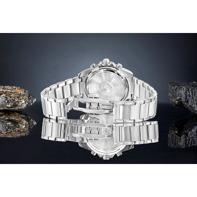 6. Zegarek Męski Giewont Chronograph Sapphire Srebrno Zielony GW3970-B8