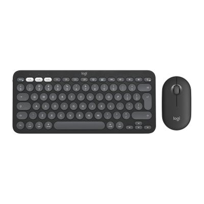 2. Logitech 920-012244 klawiatura Dołączona myszka Uniwersalne RF Wireless + Bluetooth QWERTY Amerykański międzynarodowy Grafitowy