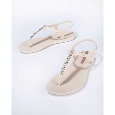 4. Ipanema Sandal Class sandały japonki damskie beżowe z cyrkoniami