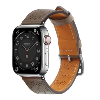 Pasek skórzany Strap Leather do Apple Watch 38 / 40 / 41 mm opaska bransoleta - ciemnobrązowy