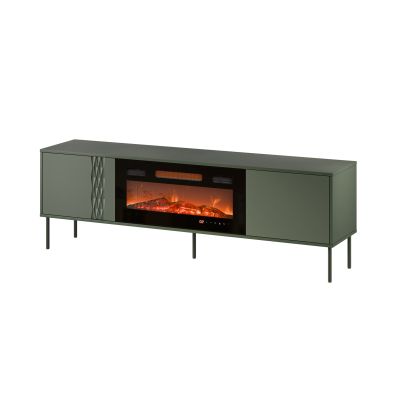 5. Szafka RTV EF + kominek czarny TRESSE 180x40x54,5 zieleń mat