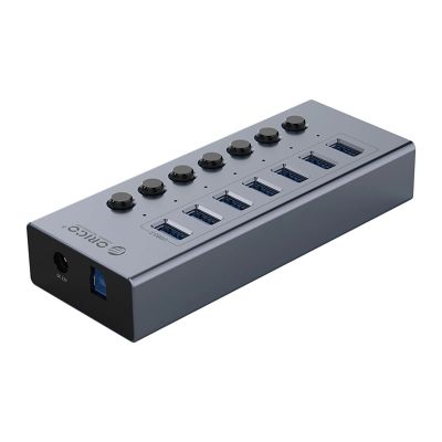 2. Hub Orico BT2U3-7AB 7x USB-A 3.0 z włącznikami - szary