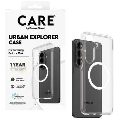 4. Etui CARE by PanzerGlass Urban Explorer Transparent w. White Qi na Samsung Galaxy S26+ - przezroczyste